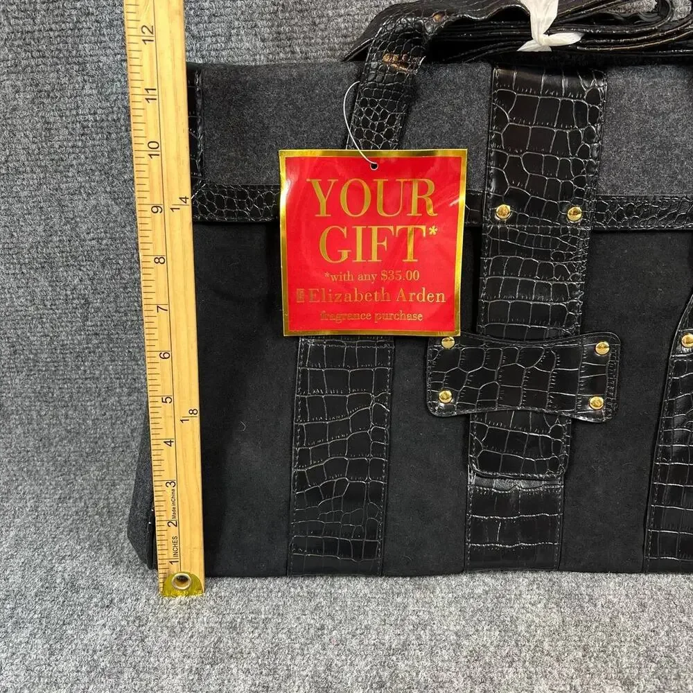 Elizabeth Arden Black Croc Embossed Tote Bag 17x11